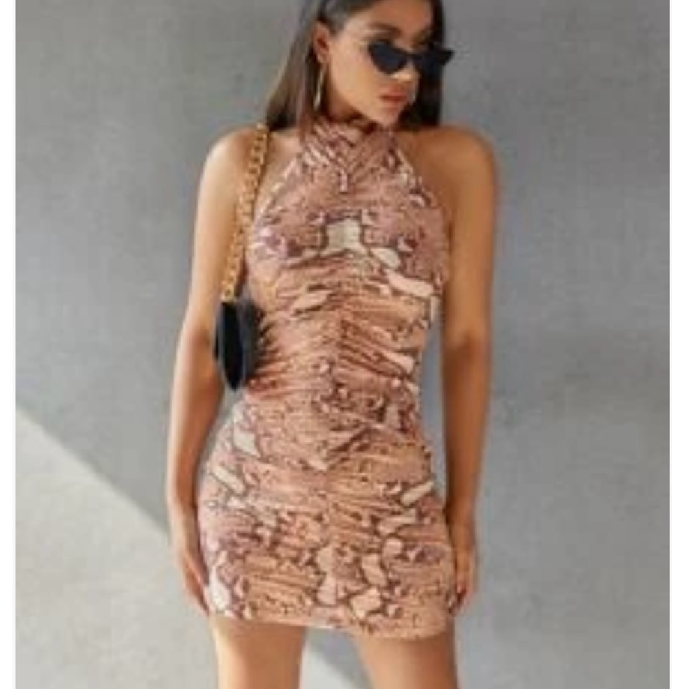 Snakeskin halter dress